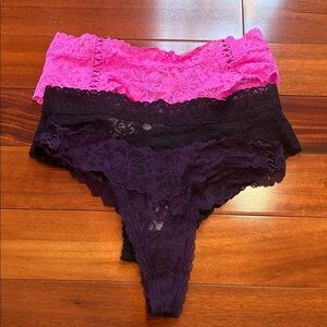 Lace Intimates Set (3 PIECES) - Black, Purple, and Pink